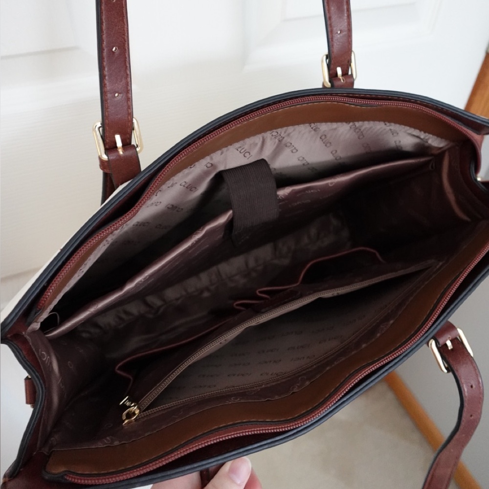 Chic White and Brown Women's Laptop Bag - Picture 4 of 8